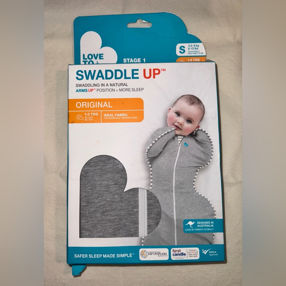 Love to Dream Swaddle Up Sleep Sack-Cotton 1.0 TOG - Gray - S 8-13 lbs. NEW